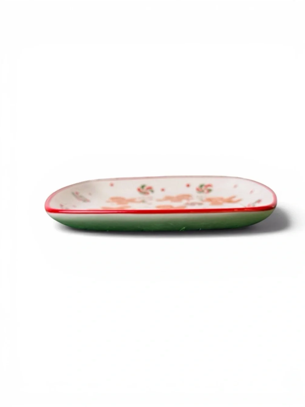 Festive Gingerbread Serveware Plate in White and Red